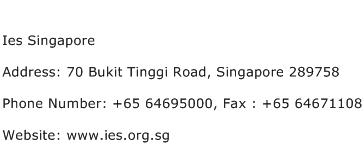 Ies Singapore Address Contact Number