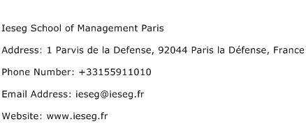 Ieseg School of Management Paris Address Contact Number