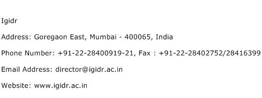 Igidr Address Contact Number