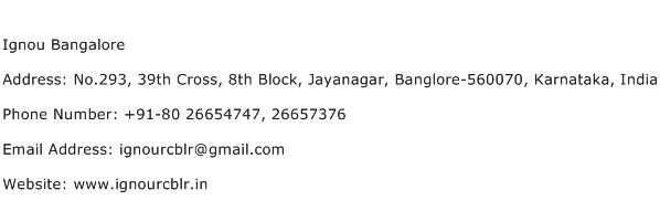 Ignou Bangalore Address Contact Number