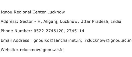 Ignou Regional Center Lucknow Address Contact Number
