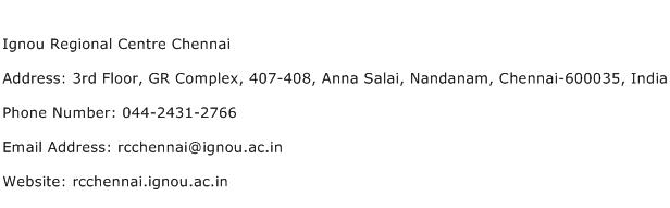 Ignou Regional Centre Chennai Address Contact Number