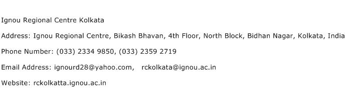 Ignou Regional Centre Kolkata Address Contact Number