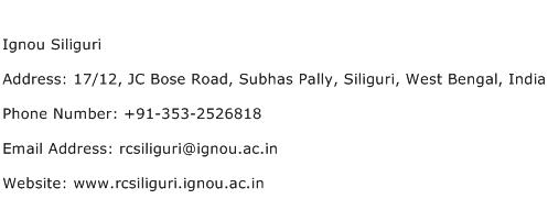 Ignou Siliguri Address Contact Number