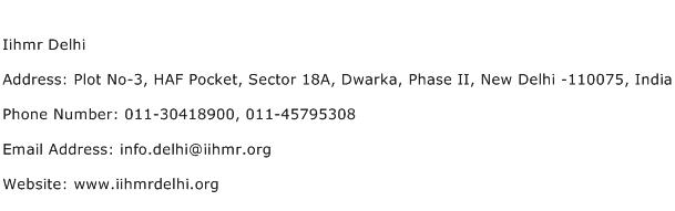 Iihmr Delhi Address Contact Number