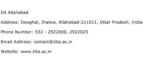 Iiit Allahabad Address Contact Number