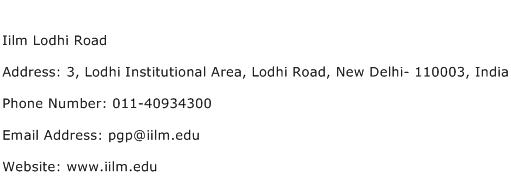 Iilm Lodhi Road Address Contact Number