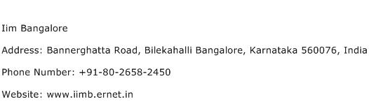 Iim Bangalore Address Contact Number