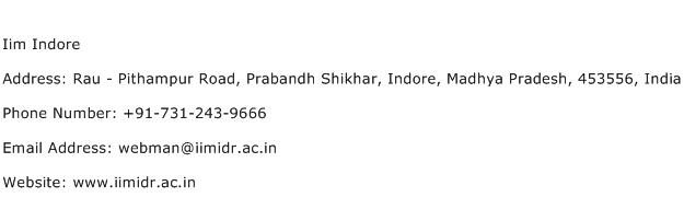 Iim Indore Address Contact Number