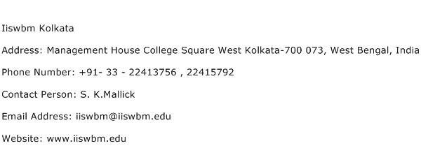 Iiswbm Kolkata Address Contact Number