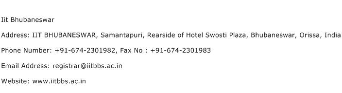 Iit Bhubaneswar Address Contact Number
