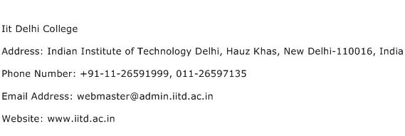 Iit Delhi College Address Contact Number