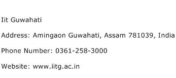 Iit Guwahati Address Contact Number
