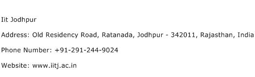 Iit Jodhpur Address Contact Number