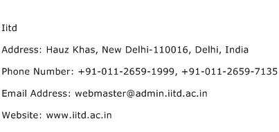 Iitd Address Contact Number