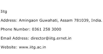 Iitg Address Contact Number