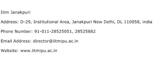Iitm Janakpuri Address Contact Number