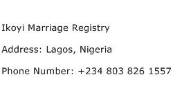 Ikoyi Marriage Registry Address Contact Number