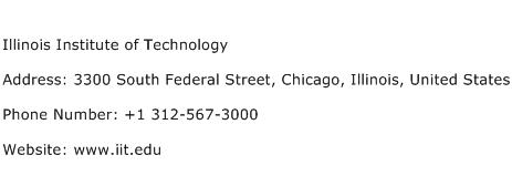 Illinois Institute of Technology Address Contact Number