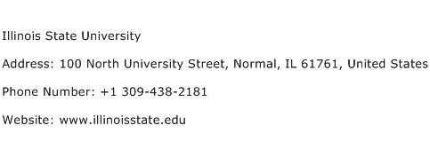 Illinois State University Address Contact Number