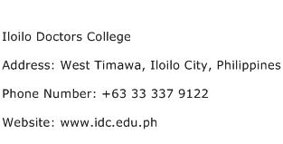 Iloilo Doctors College Address Contact Number