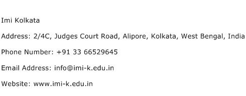 Imi Kolkata Address Contact Number