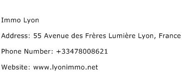 Immo Lyon Address Contact Number