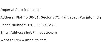 Imperial Auto Industries Address Contact Number