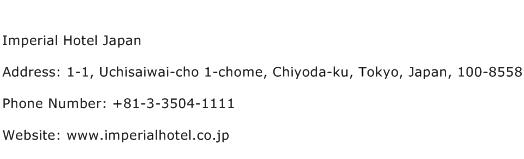 Imperial Hotel Japan Address Contact Number