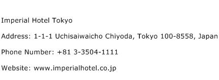 Imperial Hotel Tokyo Address Contact Number
