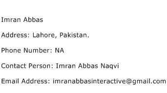 Imran Abbas Address Contact Number