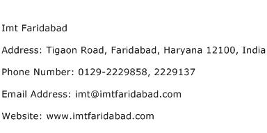 Imt Faridabad Address Contact Number