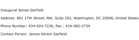 Inaugural James Garfield Address Contact Number