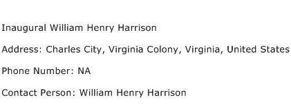 Inaugural William Henry Harrison Address Contact Number