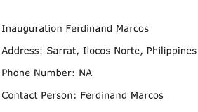 Inauguration Ferdinand Marcos Address Contact Number