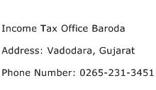 Income Tax Office Baroda Address Contact Number