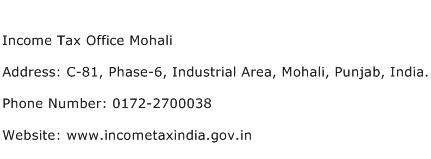 Income Tax Office Mohali Address Contact Number