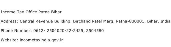 Income Tax Office Patna Bihar Address Contact Number