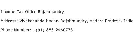 Income Tax Office Rajahmundry Address Contact Number