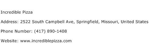 Incredible Pizza Address Contact Number
