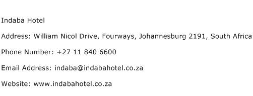 Indaba Hotel Address Contact Number