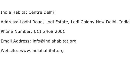 India Habitat Centre Delhi Address Contact Number