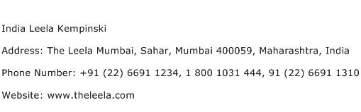 India Leela Kempinski Address Contact Number