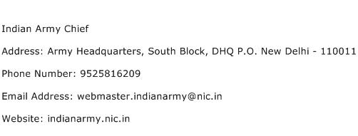 Indian Army Chief Address Contact Number