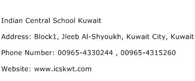 Indian Central School Kuwait Address Contact Number