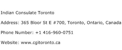 Indian Consulate Toronto Address Contact Number