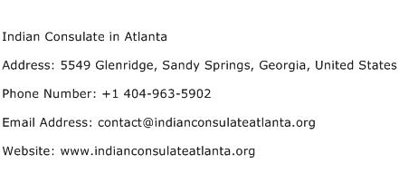 Indian Consulate in Atlanta Address Contact Number