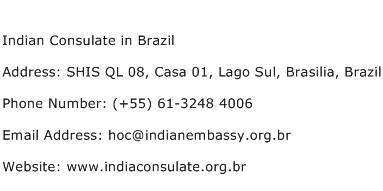 Indian Consulate in Brazil Address Contact Number