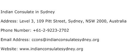 Indian Consulate in Sydney Address Contact Number