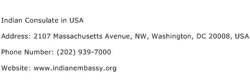 Indian Consulate in USA Address Contact Number